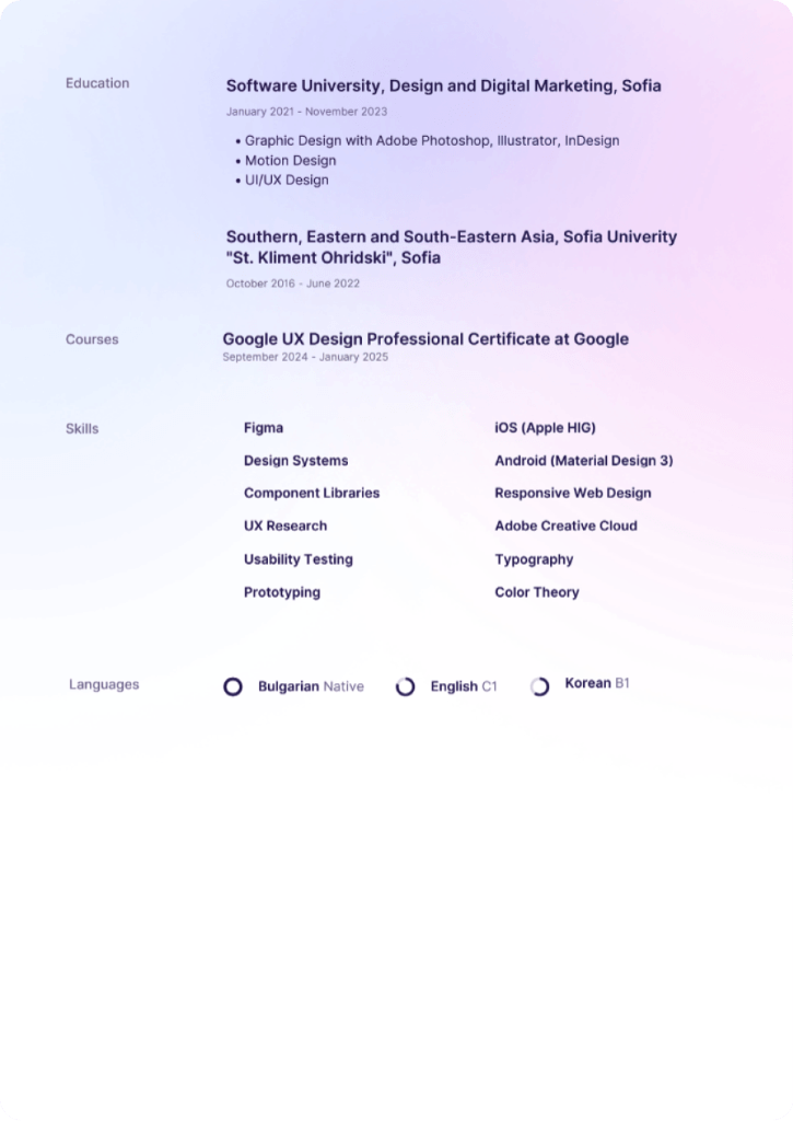 CV — education and skills