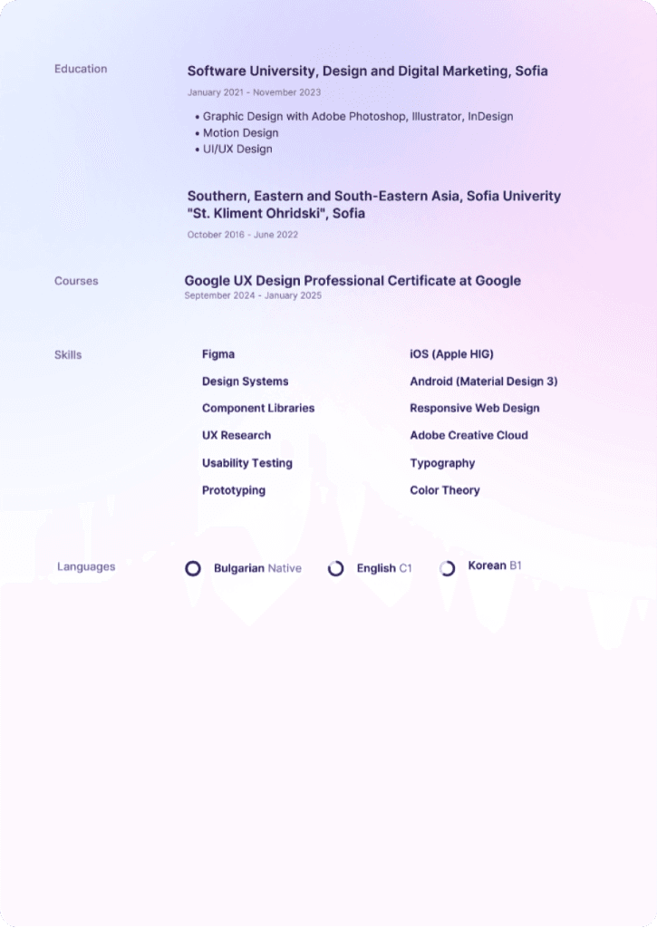 CV — education and skills